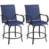 Outdoor Bar Stools Set of 2, 360° Swivel Bar Height Chairs, 26.8