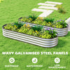 2Pcs Galvanized Raised Garden Bed, 6 x 2 x 1 ft Modular Metal Garden Beds with Rubber Strip Edging, Silver