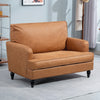 Modern Accent Chair, Leathaire Armchair with Turned Legs and Wide Seat, Comfy Chair for Living Room