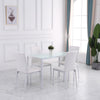 Modern Dining Chairs Set of 4, Upholstered Faux Leather Kitchen Chairs with Rhombic Tufting and Metal Legs for Living Room, White