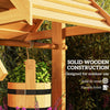 Wood Wishing Well Outdoor Wooden Planter with Hanging Bucket and Drainage Hole for Garden, Patio, Backyard, Orange