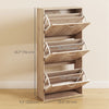 Shoe Storage Cabinet with 3 Flip Drawers, Narrow and Slim, 12 Pair of Shoes Organizer for Hallway, Entryway, Nature Wood
