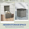 2 Pieces Wicker Outdoor Ottoman with Storage, Cushion, Square Outdoor Footstool, Seating, Side Table, Dark Grey