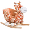 Qaba Wooden Plush Children Kids Rocking Horse Chair for Toddlers with Sound and Safety Belt, Giraffe Theme