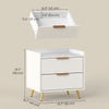 Bedside Table, Nightstand with 2 Drawers, Side End Table with Metal Legs for Bedroom, White