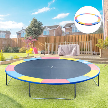 Soozier Trampoline Pad, 14FT Replacement Trampoline Safety Pad Mat Spring Cover, Water-Resistant, UV-Resistant, Tear-Resistant, No Holes for Pole, Colorful