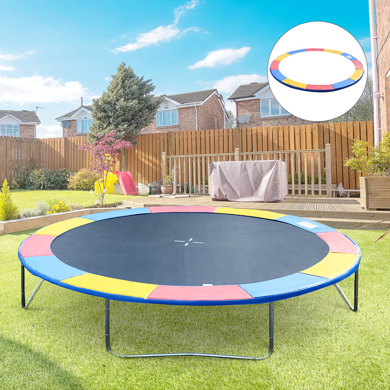 Soozier Trampoline Pad, 14FT Replacement Trampoline Safety Pad Mat Spring Cover, Water-Resistant, UV-Resistant, Tear-Resistant, No Holes for Pole, Colorful