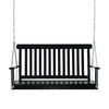 2-Seater Patio Swing Chair, Fir Wooden Porch Swing with Slatted Design, Hanging Chains for Outdoor, Garden, Black