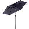 8.5FT Patio Umbrella, Round Garden Parasol with 6 Ribs, Market Sunshade Tilt Canopy w/ Crank Handle for Outdoor, Grey