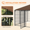 6.9' x 6.9' x 5' Outdoor Dog Kennel with Canopy, Rotating Bowls, Coffee