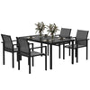 5 Piece Patio Dining Set with 4 Stackable Chairs, Tempered Glass Top, Rust-Resistant Metal Frame