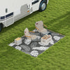 Reversible Outdoor RV Rug, Patio Floor Mat, 6' x 9' Plastic Rug for Backyard, Deck, Beach, Camping, Grey and White