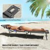 Folding Outdoor Lounge Chair Set of 2, Adjustable Patio Chaise Lounge with Face Hole, Reclining Tanning Chair, Folding Camping Beach Lounging Bed w/ Head Support, Grey