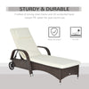 Wicker Chaise Lounge, Outdoor Lounge Chair, PE Rattan Patio Sun lounger with Head-rest, 5-Level Height Adjust Backrest, Cushion, & Wheels, Mixed Grey and Grey
