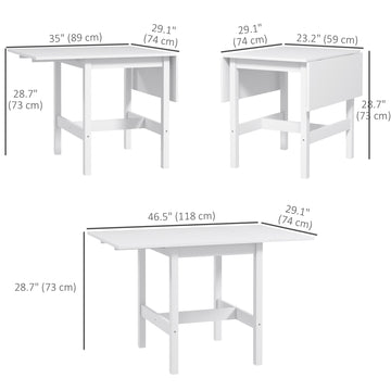 Solid Wood Kitchen Table, Farmhouse Drop Leaf Tables for Small Spaces, Folding Dining Table, for Up to 4 People, White