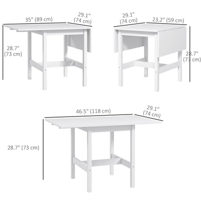 Solid Wood Kitchen Table, Farmhouse Drop Leaf Tables for Small Spaces, Folding Dining Table, for Up to 4 People, White