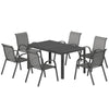 7 Pieces Outdoor Dining Set for 6, Patio Furniture Set with Rectangular Patio Table and Stackable Chairs, Light Grey
