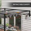 10' x 7' Lean To Pergola, Metal Pergola with Retractable Roof for Grill, Garden, Patio, Deck