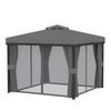 10' x 10' 2-Tier Outdoor Gazebo Canopy Tent with Zippered Mesh Sidewalls, Aluminum Frame for Patio, Backyard