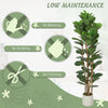 6FT Artificial Fiddle Leaf Fig Tree Set of 2, Fake Potted Tree with Solid Wood Trunks for Indoor Decor, Green