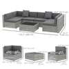 7 Pieces Patio Furniture Set, Rattan Conversation Set Garden Wicker Sofa Set with Washable Cushions and Coffee Table, Grey
