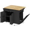 Kitchen Island Cart, Portable Kitchen Island Table with Charging Station, Rubber Wood Drop Leaf, Trash Storage