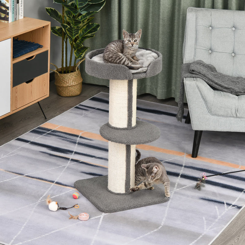 Cat Tree Kitty Tower with Sisal Mat Scratching Post, Cat Bed, Cushion, Perch, 18