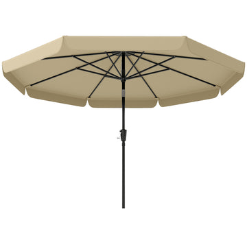 10 ft Patio Umbrella with Push Button Tilt and Crank, Outdoor Market Table Umbrella Parasol, Khaki