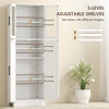 Tall Bathroom Cabinet with Glass Doors, Space-Saving Unit with Adjustable Shelves, Freestanding Storage, White