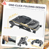 Foldable Pet Stroller for Medium Dogs with Four Big Wheels, Shock-Absorbing Frame, Safety Leashes, Brakes, Dark Grey