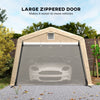 12' x 20' Portable Garage, Heavy Duty Carport Canopy with Ventilation Windows and Large Roll-up Door, Khaki