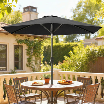 Patio Sun Umbrella, Outdoor Parasol with 6 Ribs, Black