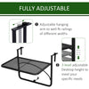 Adjustable Balcony Hanging Railing Table, Metal Mounting Mini Wall Desk Storage Rack, Outdoor Flower Stand Serving Table Rectangle, Black