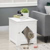Cat Litter Box Enclosure End Table, Indoor Cat Washroom with Magnetic Door, Hidden Litter Box Nightstand with Large Tabletop, Easy Assembly, White