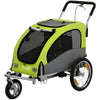 Aosom 2 in 1 Dog Bike Trailer, Foldable Pet Stroller, Dog Bicycle Trailer with Suspension, Universal Bicycle Coupler, Green