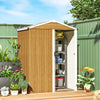 4.5 x 3ft Outdoor Storage Shed, Waterproof Metal Garden Shed with Lockable Door for Backyard, Patio, Lawn, Wood Grain