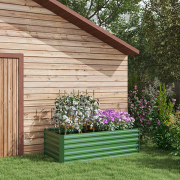Galvanized Raised Garden Bed, Steel Outdoor Planters with Reinforced Rods, 71