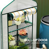 Mini Greenhouse with Screen Roof, Portable Small Greenhouse with Roll-Up Zipper Door, 27.6