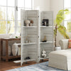 4-Panel Wall Partition Room Separator with 3 Storage Shelves Foldable Design Wooden Frame 5.6FT Distressed White