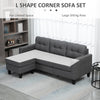L-shaped Sofa, 3 Seater Couch with Ottoman, Corner Sofa with Thick Padded Cushion and Wood Legs, Dark Grey