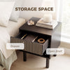 Modern Bedside Table with Drawer and Open Shelf, Sofa Side Table for Bedroom Living Room, Set of 2, Black