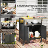Outdoor Grill Cart Table with Foldable Side Table, BBQ Grill Stand with Stainless Steel Top & Hooks, 45.7