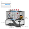 Hamster Cage with Deep Glass Bottom, Tunnel Tube System, Platforms, Hut, Exercise Wheel, Water Bottle, 24