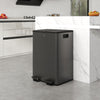 Dual Garbage Bin, Soft-Close Trash Can with Foot Pedal, 2 x 28 Liter Garbage Can with Removable Inner Buckets, Black