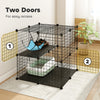 2 Tier Cat Cage Crate, DIY Pet Playpen with 2 Doors, Ladder, Hammock, Perch, Indoor Playpen for Kittens, Black