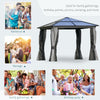 10' x 12' Hardtop Gazebo Canopy with Polycarbonate Roof, Aluminum Frame, Netting, Curtains and Ceiling Hook