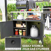 Outdoor Grill Cart with Foldable Side Table, Stainless Steel Tabletop, Pizza Oven Stand with Storage Rack, Wheels