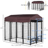 Outdoor Dog Kennel, Lockable Pet Playpen Crate, Welded Wire Steel Fence, Rotating Bowl Holders