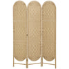 Bohemian Privacy Screen, Folding Room Divider with 3 Panels and Arched Top for Bedroom Living Room Office, Natural Wood