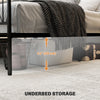 Metal Full Platform Bed Frame with Headboard, Steel Slat Support, Underbed Storage, No Box Spring Needed, Easy Assembly